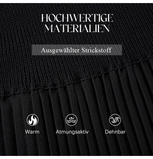 Weihnachts-SonderangeboteElegantes Schwarzes Plisseekleid für Damen mit Laternenrmeln