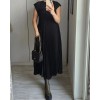 Heute 35% RabattWomen Pleated Simple Solid Color Dress