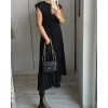 Heute 35% RabattWomen Pleated Simple Solid Color Dress