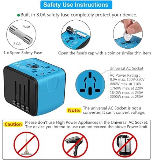 Internationaler Reise-Schnellladeanschluss 4USB-Port Anti-Single-Plug Smart Chip Global Universal Conversion Plug Travel Assistant