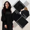 Weihnachts-SonderangeboteElegantes Schwarzes Plisseekleid für Damen mit Laternenrmeln