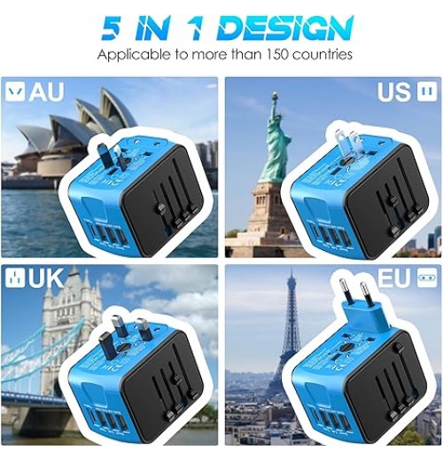 Internationaler Reise-Schnellladeanschluss 4USB-Port Anti-Single-Plug Smart Chip Global Universal Conversion Plug Travel Assistant