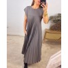 Heute 35% RabattWomen Pleated Simple Solid Color Dress