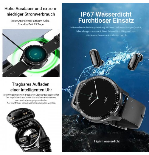 45% Rabatt  2-in-1 Smartwatch mit Kopfhrern 