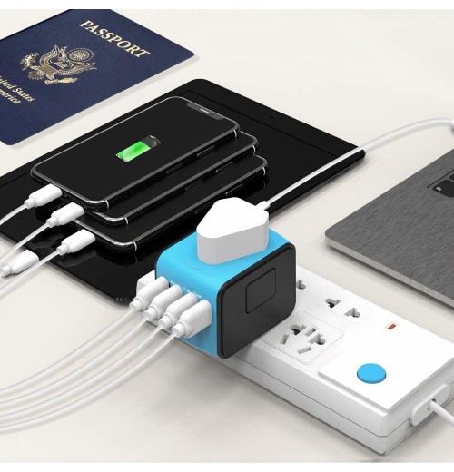 Internationaler Reise-Schnellladeanschluss 4USB-Port Anti-Single-Plug Smart Chip Global Universal Conversion Plug Travel Assistant