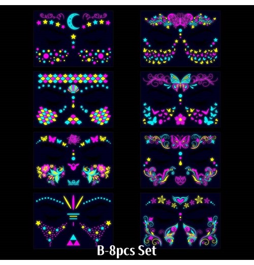 Bunte fluoreszierende wasserfeste temporre Ttowierungen Aufkleber