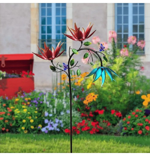 Simulierte Blume & Schmetterlinge Eisen Ornament für Garten