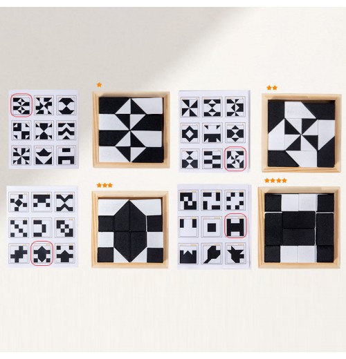 Creative Black & White Block Puzzles Set for Kids