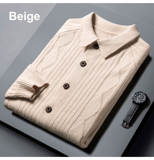 Lssige Strickjacke mit Revers für Herren