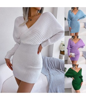 Xmas Sales - 50% OFFSexy Knit Mini Dress with Batwing Long Sleeves