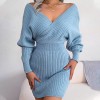 Xmas Sales - 50% OFFSexy Knit Mini Dress with Batwing Long Sleeves