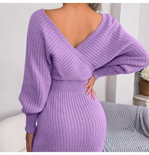 Xmas Sales - 50% OFFSexy Knit Mini Dress with Batwing Long Sleeves